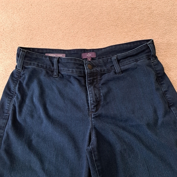 NYDJ Denim Teresa Trouser Jeans Womens Size 10 Blue Dark Wash Wide Leg - Picture 2 of 10